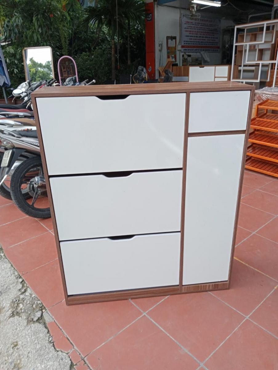 Tủ Giày Gỗ Thông Minh Hải Phòng - Màu Óc Chó Cải Trắng